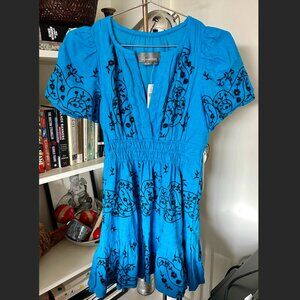 Anthropologie Blue Floral Mini Dress